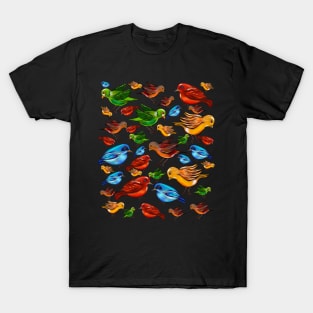 Birds of a feather flock together- colourful colorful  bird pattern T-Shirt